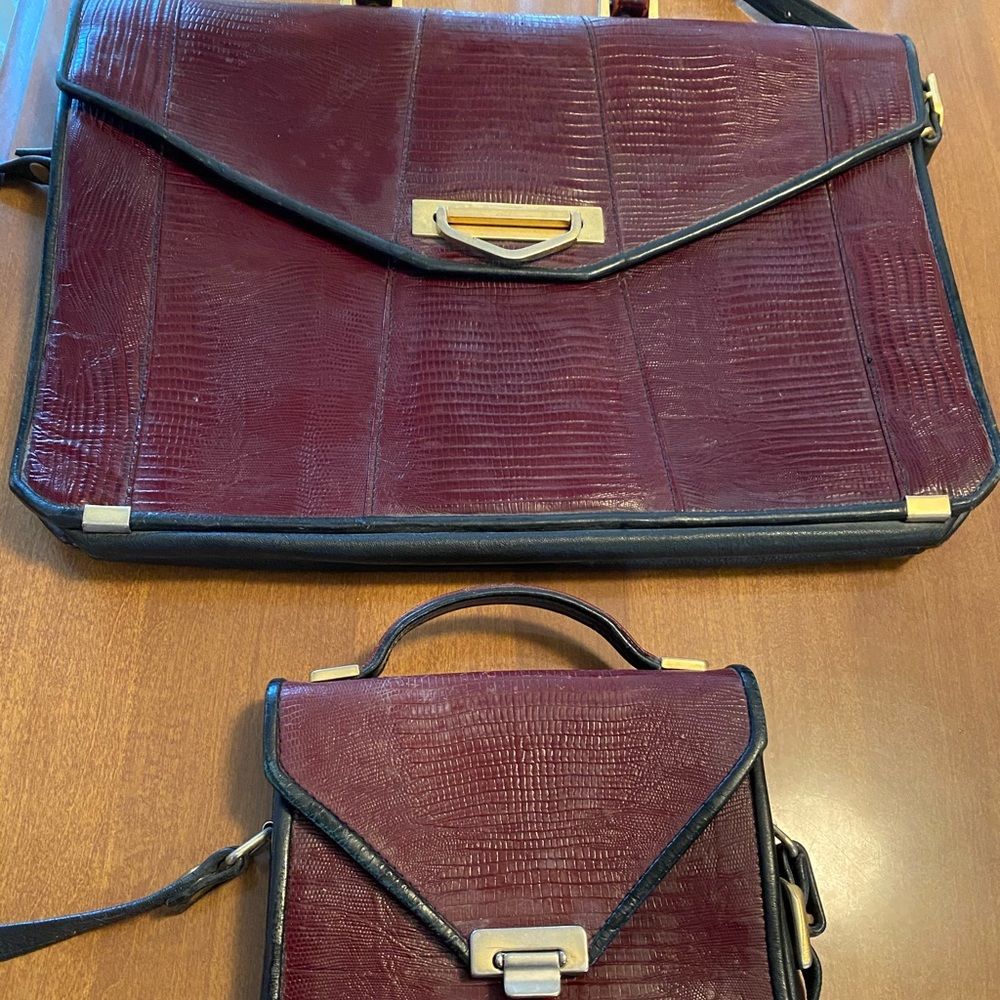 Vintage Leather Briefcase and Purse Set